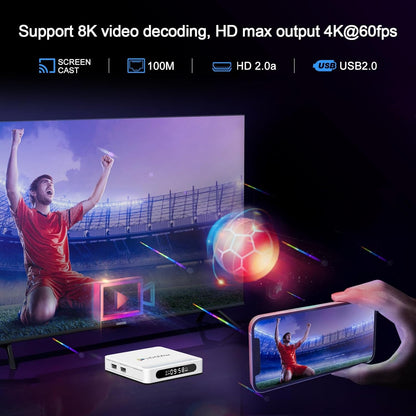 Android TV Box 14.0 4GB RAM 128GB ROM Dual-WiFi 6.0 H96 Max H618 Plus Android Box with 3D 8K BT 5.4 USB Ultra HD