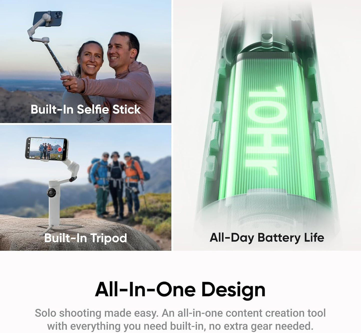 Insta360 Flow 2 White Gimbal Stabilizer for Smartphone - Foldable AI Phone Gimbal, AI&Multi-Person Tracking, Built-in Tripod/Selfie Stick, Remote Control, iPhone/Android Phone Stabilizer, Travel&Vlog