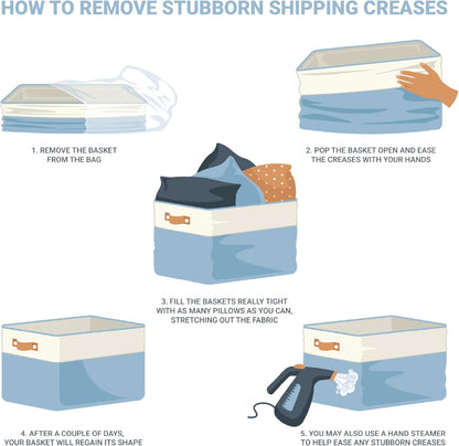 OrganiHaus Large Fabric Storage Baskets for Shelves 3 Pack, 15x11in Closet Storage Bins for Shelves, Cloth Baskets, Fabric Storage Cubes, Linen Closet Organizers, Fabric Basket, White Basket