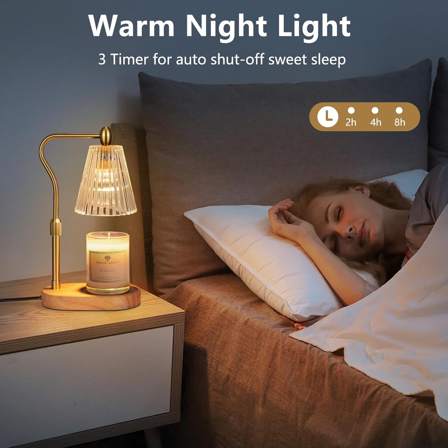 Candle Warmer Lamp with Timer and Dimmer Adjustable Height, Candle Warmer for Scented Jar Candles Home Decor Christmas Gifts