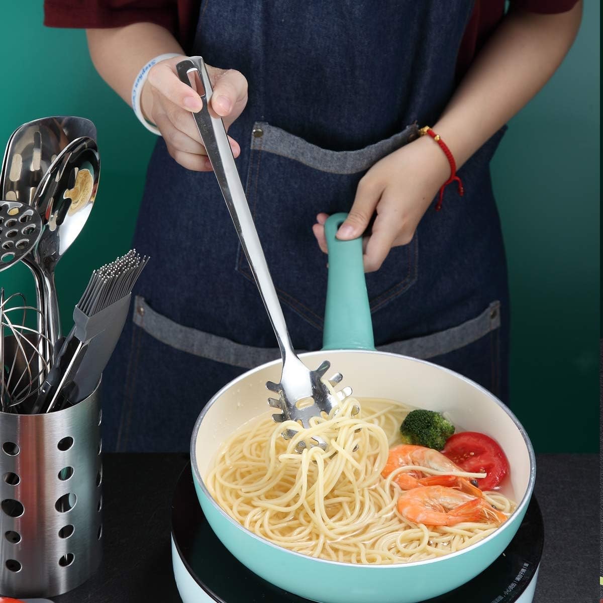 Stainless Steel Cooking Utensils Set, Berglander 13 Pieces Kitchen Utenisls Set, Kitchen Tools Set with Utensil Holder Non-Stick and Heat Resistant,Dishwasher Safe, Easy to Clean (13 Packs)