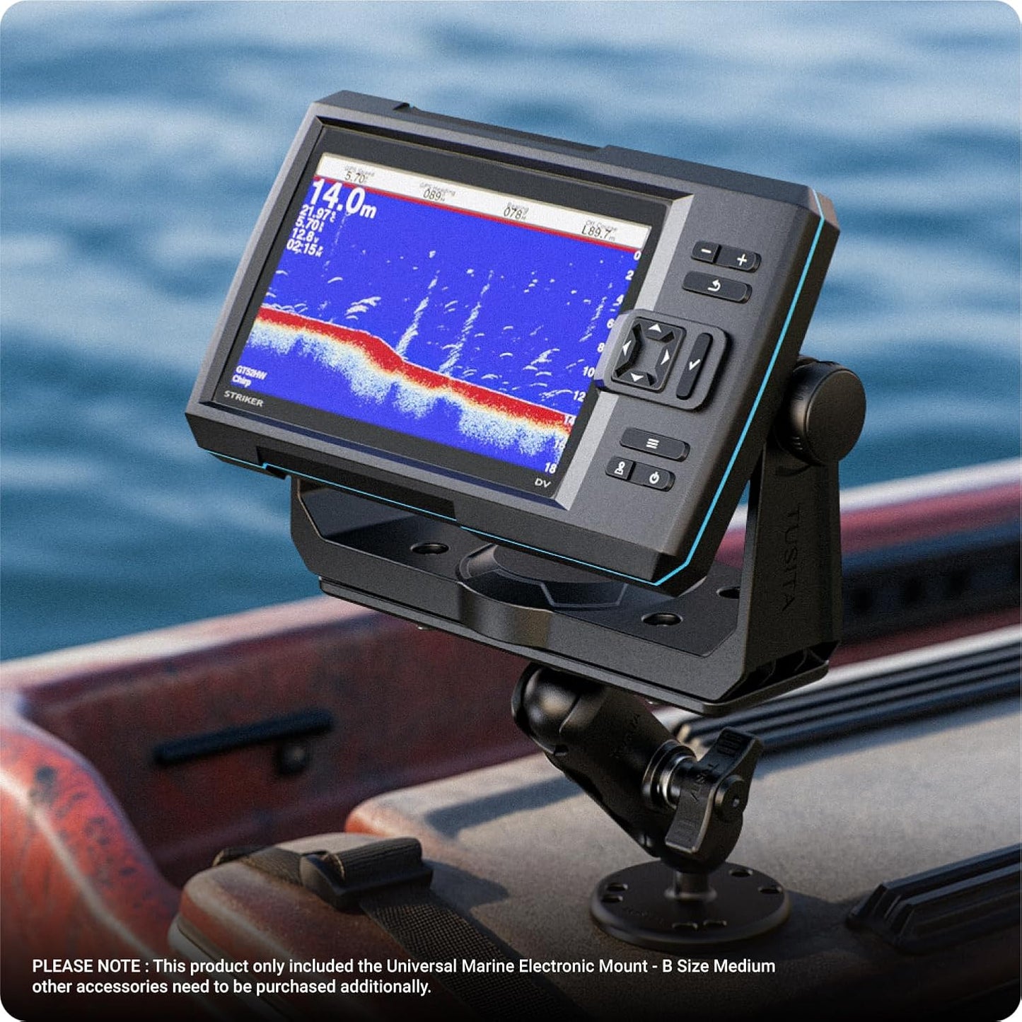 TUSITA Universal Marine Electronic Mount - B Size Medium, Aluminum Fish Finder Mount with 1" Ball for Boat, 360° Rotation, High Salt Water Resistant, Compatible with Garmin, Lowrance and More