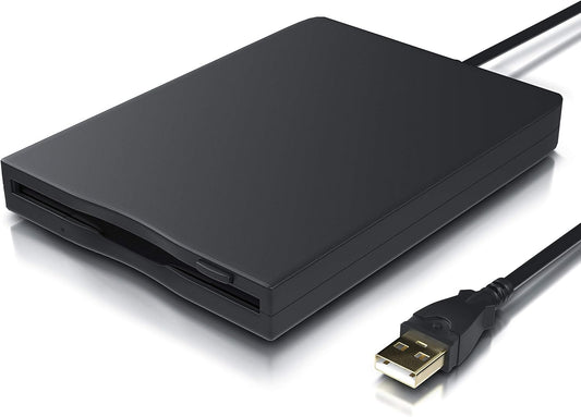 External USB 3.5-inch USB Floppy Disk Reader 1.44 MB FDD Portable Floppy Disk for PC Laptops Windows/XP/7/8/10/11 Plug and Play(Black) - PuriLite