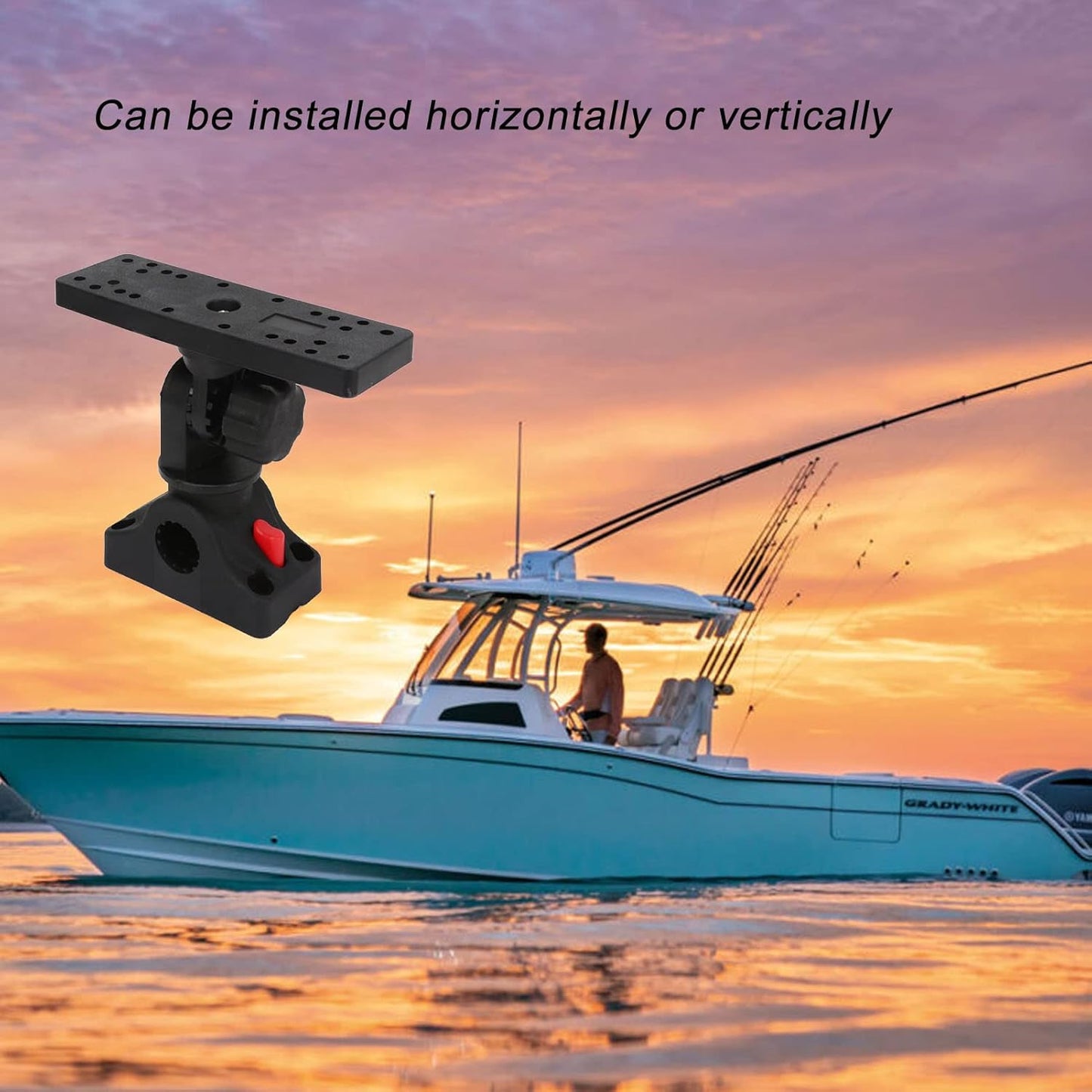 Focket Fish Finder Mount Base, 360° Rotating, Adjustable, Boat Compatible, Universal Fish Finder & GPS Holder