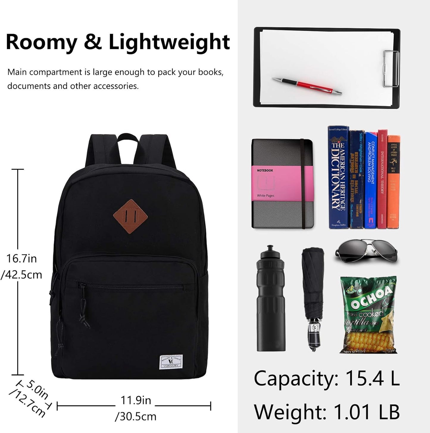 School Backpack for Kids,Lightweight Water Resistant Work Travel Backpack for Women Men Teens VONXURY