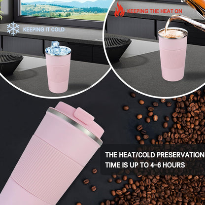18oz Mug with Ceramic Coating Inside, Insulated Coffee Mug with Lid, Leak Proof Coffee Travel Mug, Travel Coffee Mug Fits in Car Cup Holder