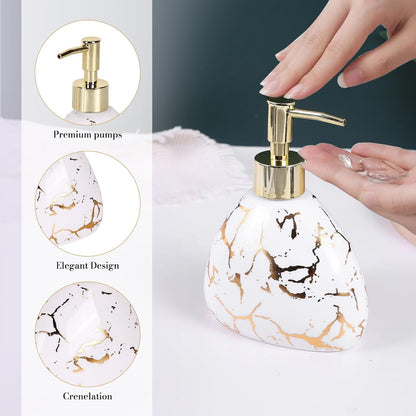 White Bathroom Accessories Set,Modern Countertop Bathroom Decor,Luxury 6 Piece Bathroom Accessory Set,Complete with Soap Dispenser,Toothbrush Holder,Tumbler,Tray