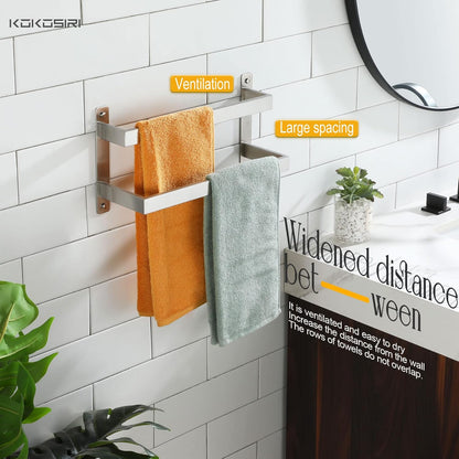 KOKOSIRI Towel Bars Black Bath Towel Holders 20 Inches Bathroom 2-Tiers Ladder Towel Rails Wall Mounted Towels Shelves Rack Stainless Steel, B5008BK-L20