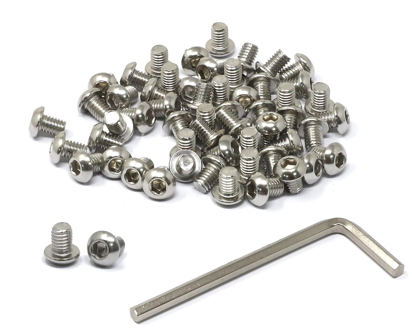 iexcell 50 Pcs M6 x 20mm Thread Pitch 1 mm Stainless Steel 304 Hex Socket Button Head Cap Screws Bolts Kit