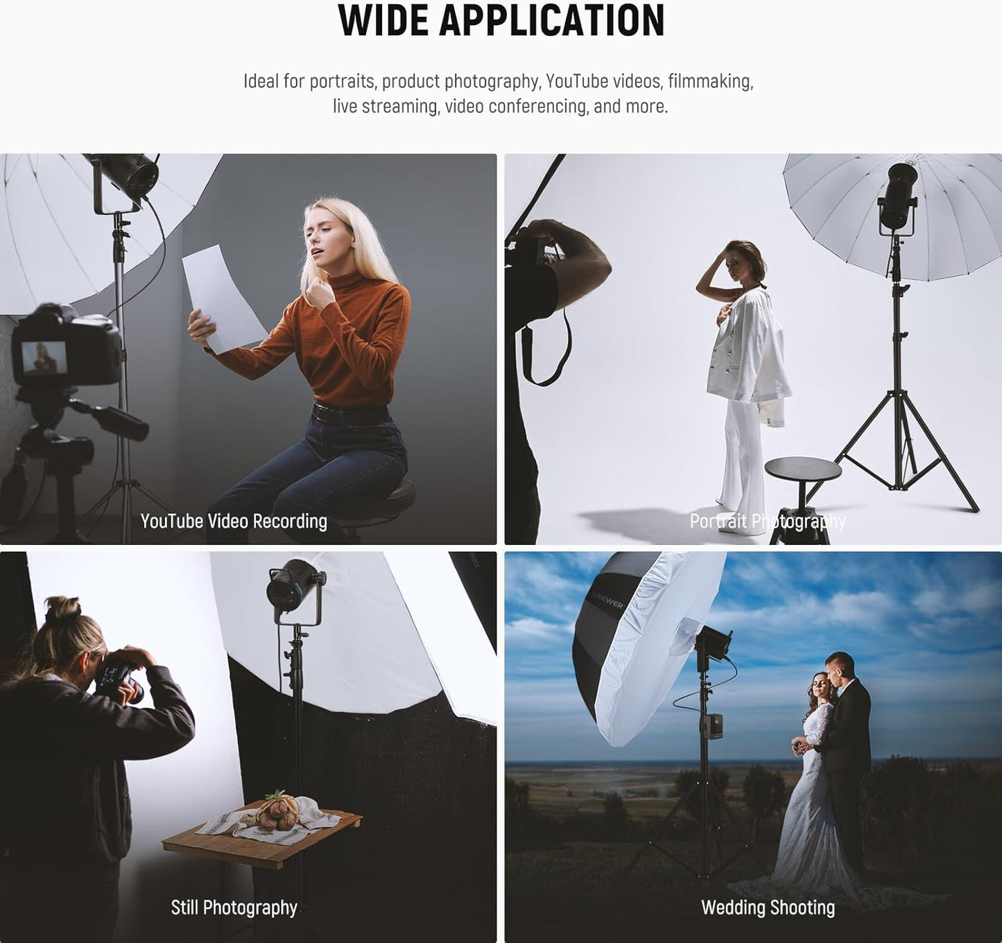 NEEWER 71"/180cm Parabolic Reflective Umbrella Photography with White Inner, Soft Lighting with Diffuser Cover, Bag, Quick Fold for Camera Photo Studio Video Light Shooting Monolight Flash, NS4U