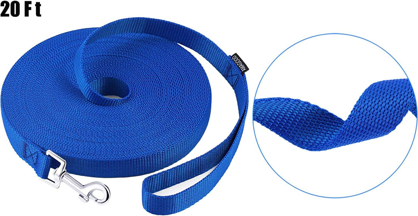 AMAGOOD Dog/Puppy Obedience Recall Training Agility Lead-15 ft 20 ft 30 ft 50 ft Long Leash-for Dog Training,Tie Out,Play,Safety,Camping (15 feet, Black)