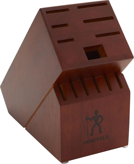 HENCKELS Everedge Dynamic 14 Piece Serrated Stainless Steel Knife Block Set - Professional Cutlery Set, Knives for Chopping, Slicing, Dicing & Cutting, Dishwasher Safe, Rubberwood in Brown - PuriLite