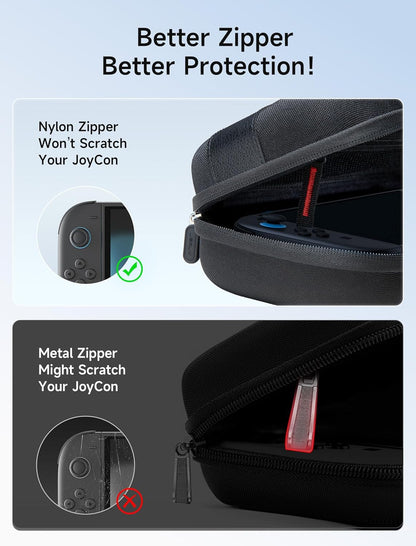 JSAUX Carrying for Nintendo Switch 2 2025, Hard Shell Travel Case with 20 Game Card Slots, Large Accessory Pocket for Joy-Con, Charger, Cables, Stylish Protective Bag for Switch 2, Black