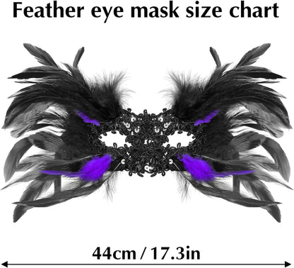JEGERMIG Feather Carnival Mask Headwear Headpiece Halloween Showgirl Masquerade Cosplay Accessories for Women