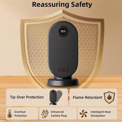 Portable PTC Ceramic Space Heater with Thermostat, Remote Control, 90° Oscillation & 12H Timer – Fast Heating Desk Heater for Bedroom, Office, Home (1000W) - PuriLite