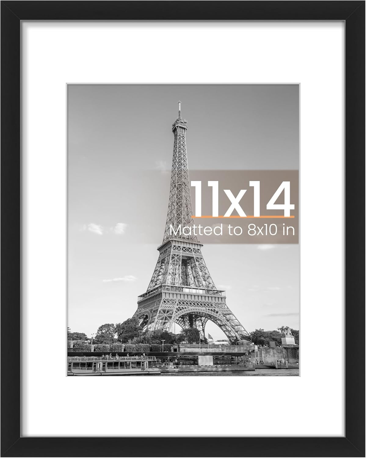 upsimples 11x14 Picture Frame, Display Pictures 8x10 with Mat or 11x14 Without Mat, Wall Hanging Photo Frames, Black
