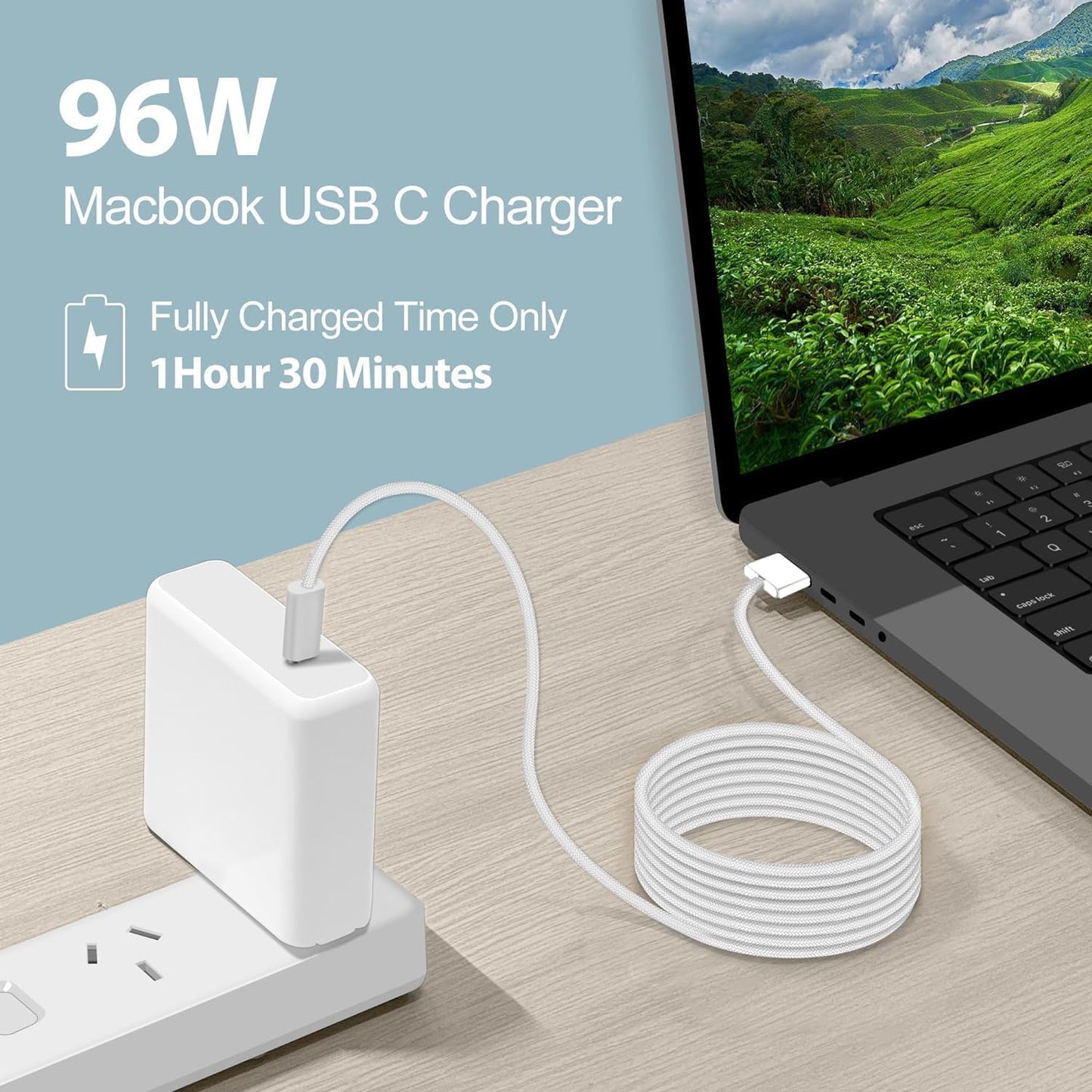 Mac Book Pro Charger 96W/70W USB-C to Mag 3 Power Adapter for Mac Book Pro Air 16,15,14,13 Inch M4 M3 M2 M1 from 2025 2024 2023 2022 2021 Fit All USB C Device Include 6.6ft USBC to Mag 3 Cable