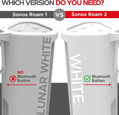 Heavy Duty Protective Silicone Carrying Case for Sonos Roam 2 | New White Color | Now Includes Bluetooth Button for Roam2 | Protect Your Wireless Bluetooth Speaker Using This Cover/Sleeve