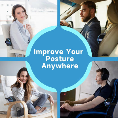 QUTOOL Lumbar Support Pillow for Office Chair – Lumbar Roll Cushion for Car Seat, Adjustable Strap, Soft Foam, Removable Washable Cover