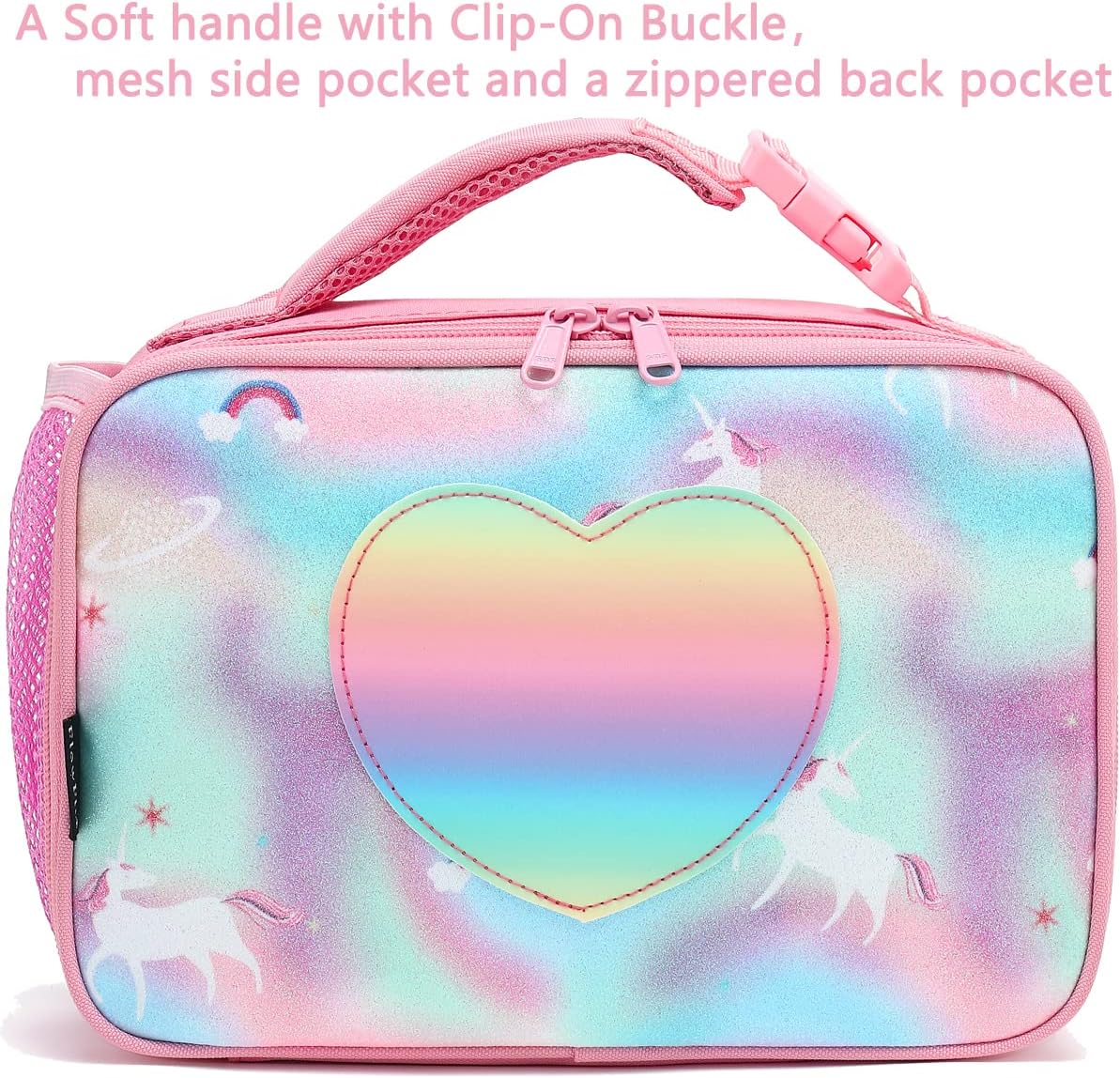 FlowFly Kids Lunch Box Insulated Soft Bag Mini Cooler Back to School Thermal Meal Tote Kit for Girls, Boys, Black