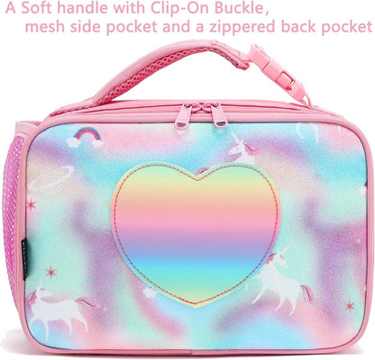 FlowFly Kids Lunch Box Insulated Soft Bag Mini Cooler Back to School Thermal Meal Tote Kit for Girls, Boys, Black
