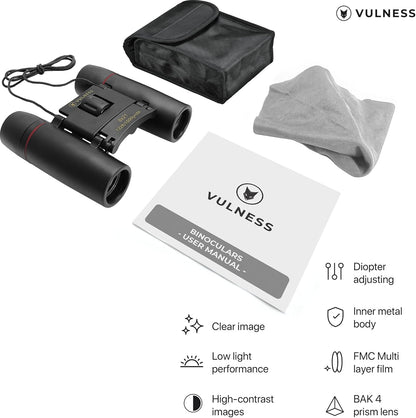 Binoculars for Adults | Compact Small Mini Travel Binocular for Bird Watching High Powered Electronics Cruise Ship Essentials Norwegian Alaska Must Haves Hiking Camping Gear by VULNESS (Black, 8X21)