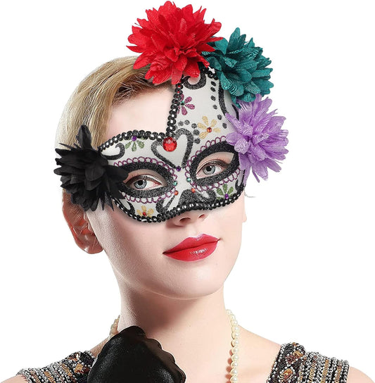 GREUS Halloween Mask for Men Women Couple Half Face Venetian Mask Antique Masquerade Costume Carnival Ball Party Nightclub - PuriLite