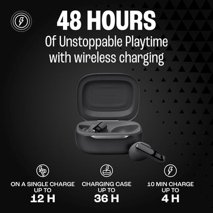 JBL Live Beam 3 - True Wireless Noise-Cancelling Closed-Stick Earbuds, 48Hrs Total Playback, Wireless Charging, 6 Mics for Perfect Calls, Multi-Point Connection, IP55 Waterproof and dustproof