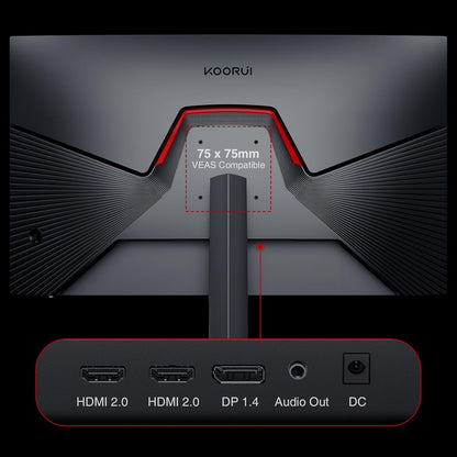 KOORUI 32 inch Curved Gaming Monitor - QHD (2560 x 1440) 2K Display, 170Hz 144Hz Monitors, 1500R Curvature, 1ms, HDR10, Adaptive Sync, Tilt Adjustable, DisplayPort HDMI, Black - 32E6QC