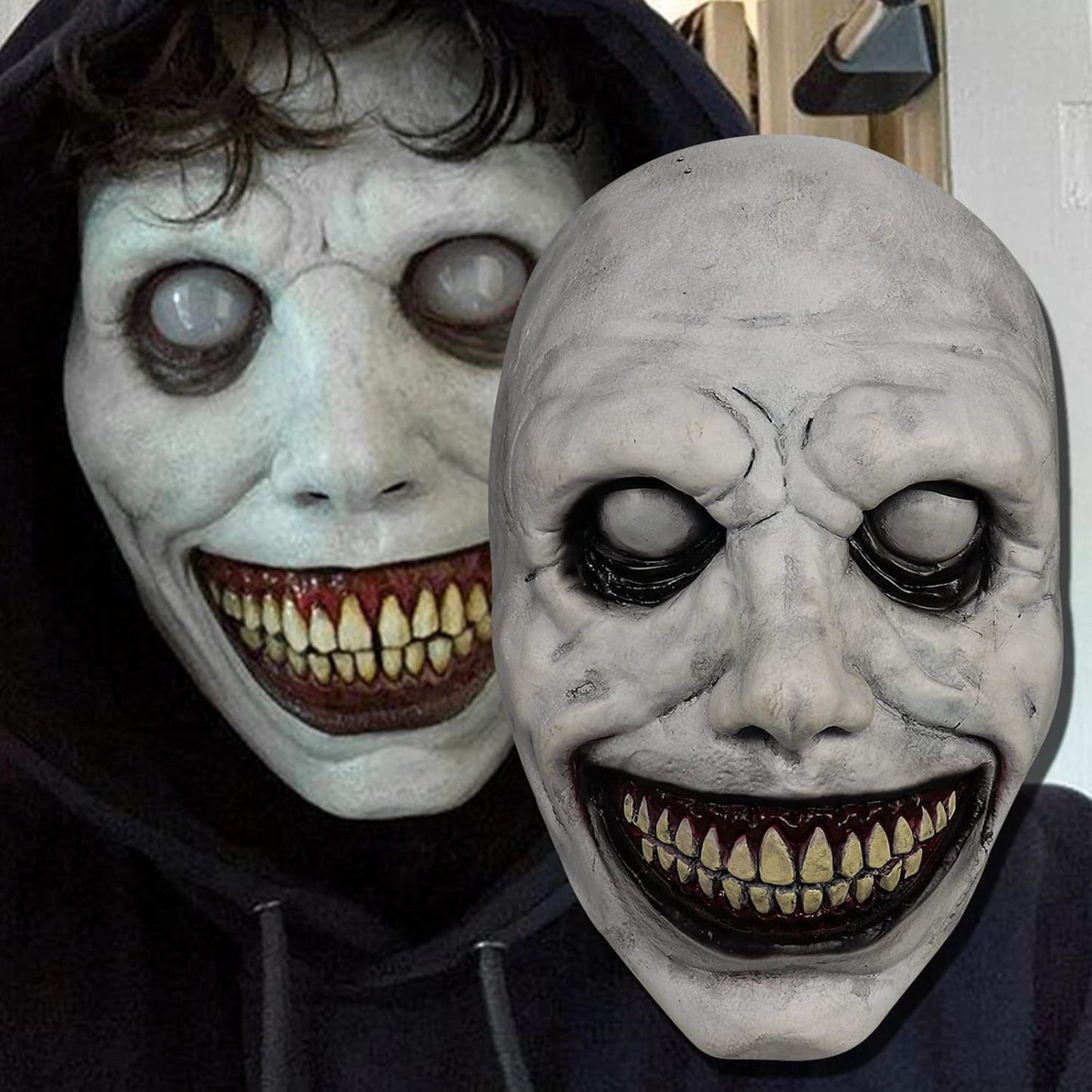 QCCX Halloween Masks for Adult, Scary Smiling Demons Mask, Halloween Zombie Mask, Scream Halloween Cosplay Masks
