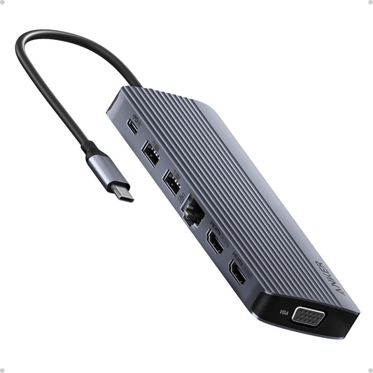 Anker USB C Hub, Triple Display USB-C Hub (14-in-1), 4K@60Hz HDMI with 100W Max Power Delivery, 5 Gbps USB-C and USB-A Data Ports, for MacBook, Lenovo, Dell XPS, HP Laptops, and More