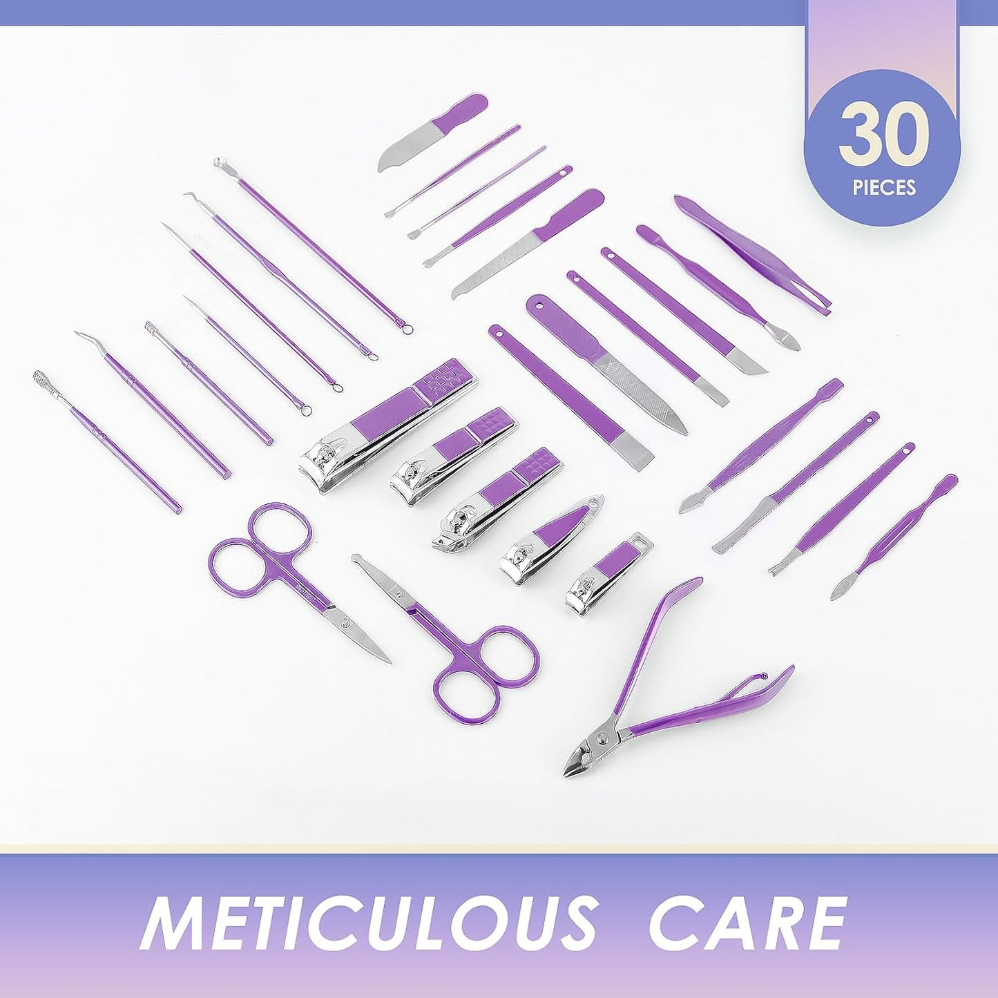 WOAMA Manicure Set 30 in 1 Nail Clipper Set Nail Kit for Women Men Stainless Steel Manicure Kit Professional with Travel Case