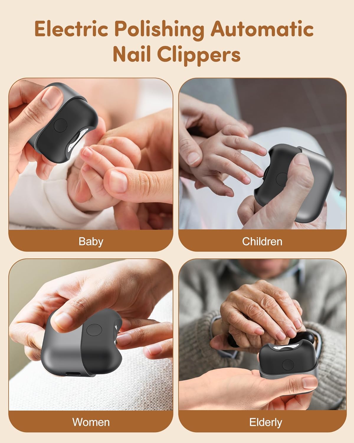 Electric Nail Clipper,Baby Nail Clippers with Light 2-Speed USB Rechargeable Trimmer with Magnetic Cover & Upgraded Nail Storage, Kids, Adults, Seniors, Caregivers (Silver-Black)