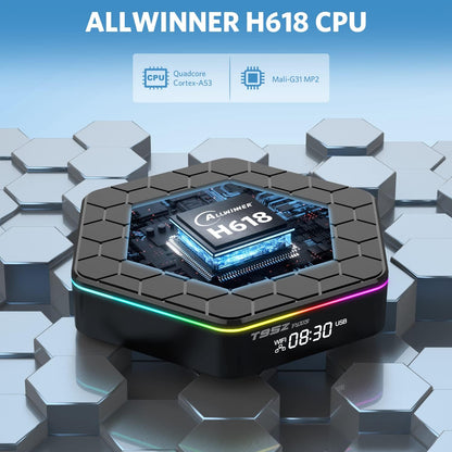 Android 12.0 TV Box，6k/3D HD Tv Box H618 Quadcore 4GB RAM 32GB ROM 2.4G/5.0G Dual WiFi & BT 5.0 Android Box Support Multi-Lingual TV Box with LAN Ethernet 10/100M for Chat Movie Game etc.