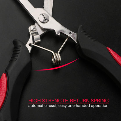 Fishing Pliers Stainless Steel Hook Remover Braid Cutter Rustproof Saltwater Split Ring Pliers Fishing Multi-Tools with Sheath and Lanyard