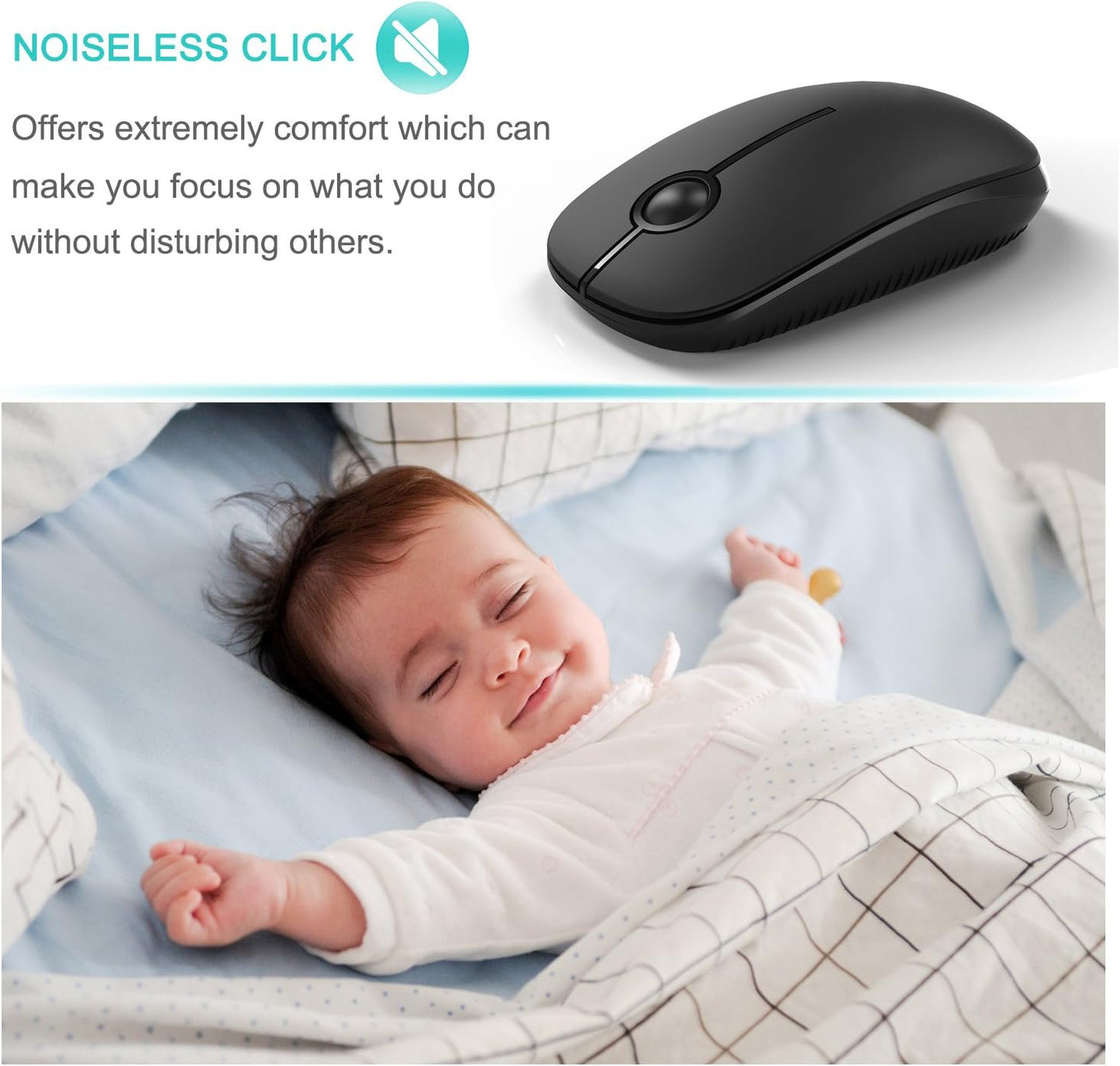 Wireless Mouse, Vssoplor 2.4G Slim Portable Computer Mice with Nano Receiver for Notebook, PC, Laptop, Computer (Sapphire Blue)