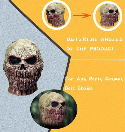 TAUXBLO Scary Halloween Zombie Mask Realistic Horror Mask Novelty Costume Party Latex Full Head Mask Creepy Cosplay Props