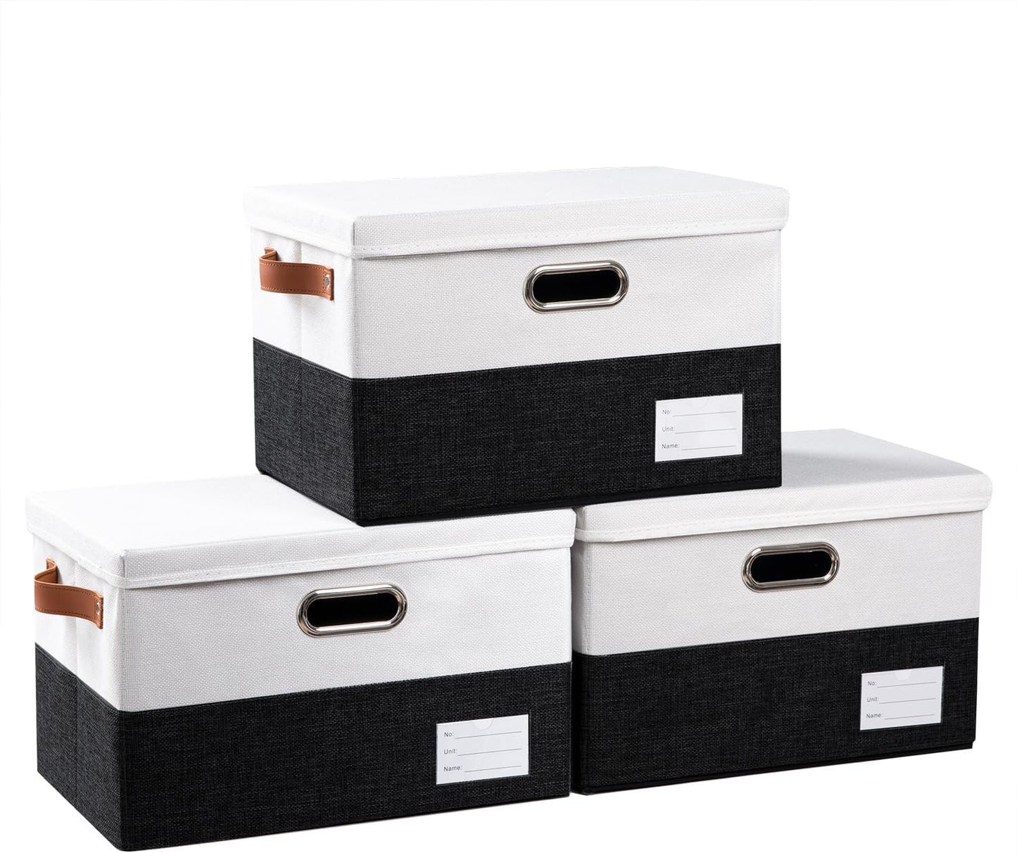 PRANDOM Large Foldable Storage Bin with Lid [1-Pack] Linen Fabric Decorative Storage Box Organizer Containers Basket Cube with Handles Divider for Bedroom Closet Office Living Room (17.7x11.8x11.8")