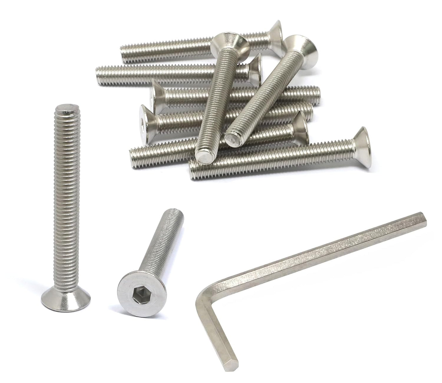 iexcell 5 Pcs M8 x 80mm Thread Pitch 1.25 mm Stainless Steel 304 Hex Socket Flat Head Cap Screws Bolts Kit