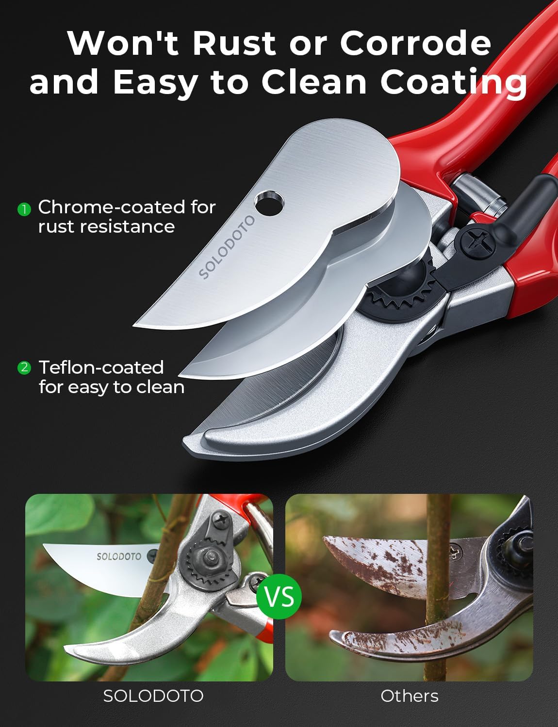SOLOTODO 8.5" SK5 Bypass Pruning Shears for Gardening, 4x Sharper Garden Shears Clippers Scissors, Professional Pruners for Gardening Gifts for Women Men, Japanese Steel German Technique, Non-breaking