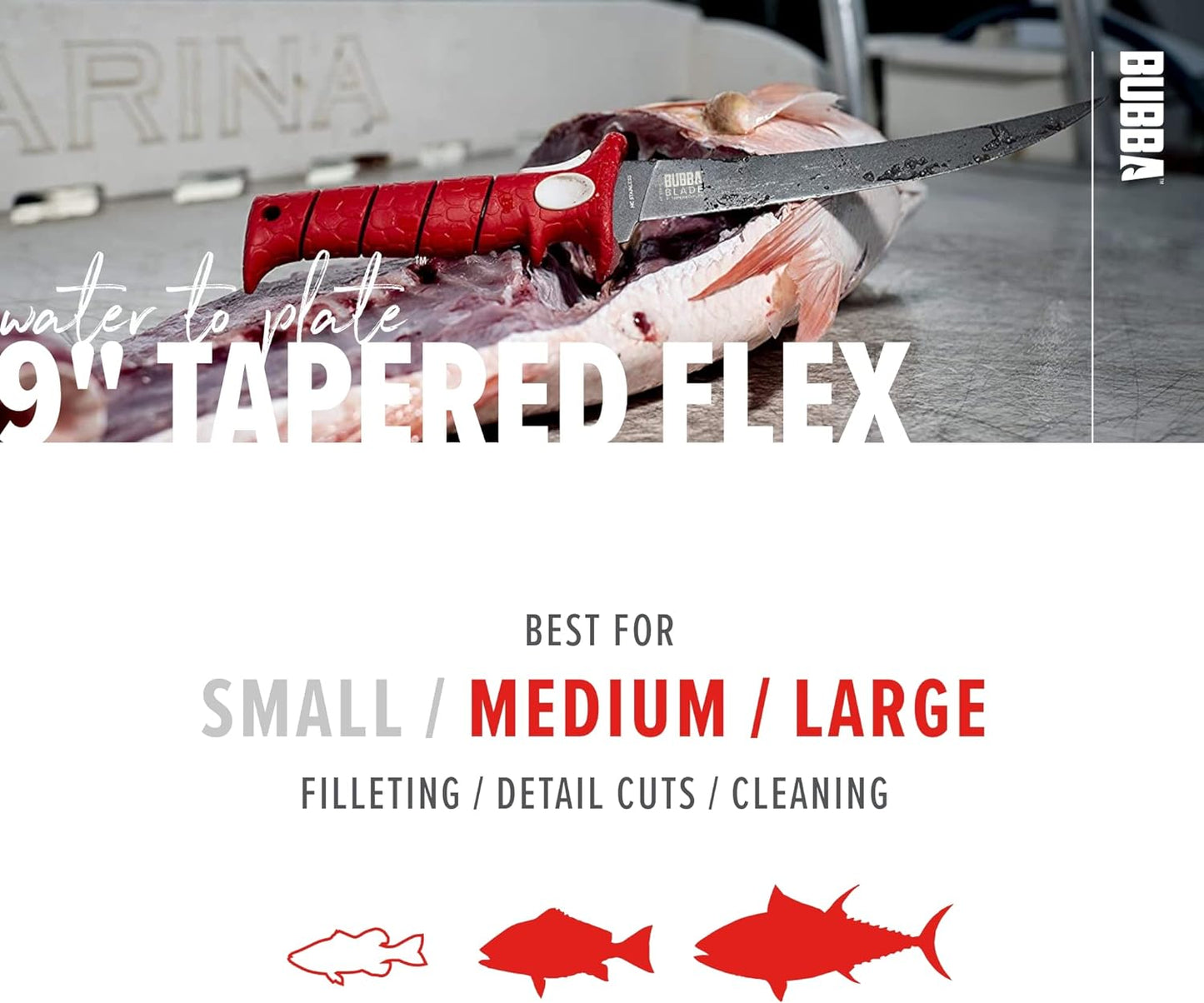 Fishing Fixed Blade 9 Inch Tapered Flex Fillet Knife