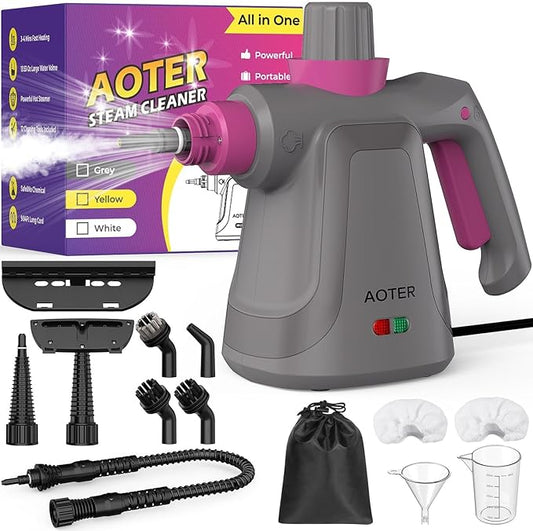 AOTER Pressurized Handheld Steam Cleaner, Portable Steam Cleaner Multipurpose for Home, Multi-Surface Steam Cleaner for Tile, Grout, Windows, Bathroom, Kitchen, Car Cleaning, with 12pcs Accessories