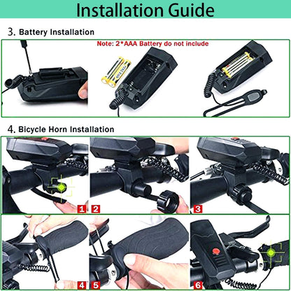 TT-life 120dB Loud Bike Horn, Cycling Bicycle Handlebar Ring Bell Horn with 2 Levels of dB Mode and 5 Different Sounds Black