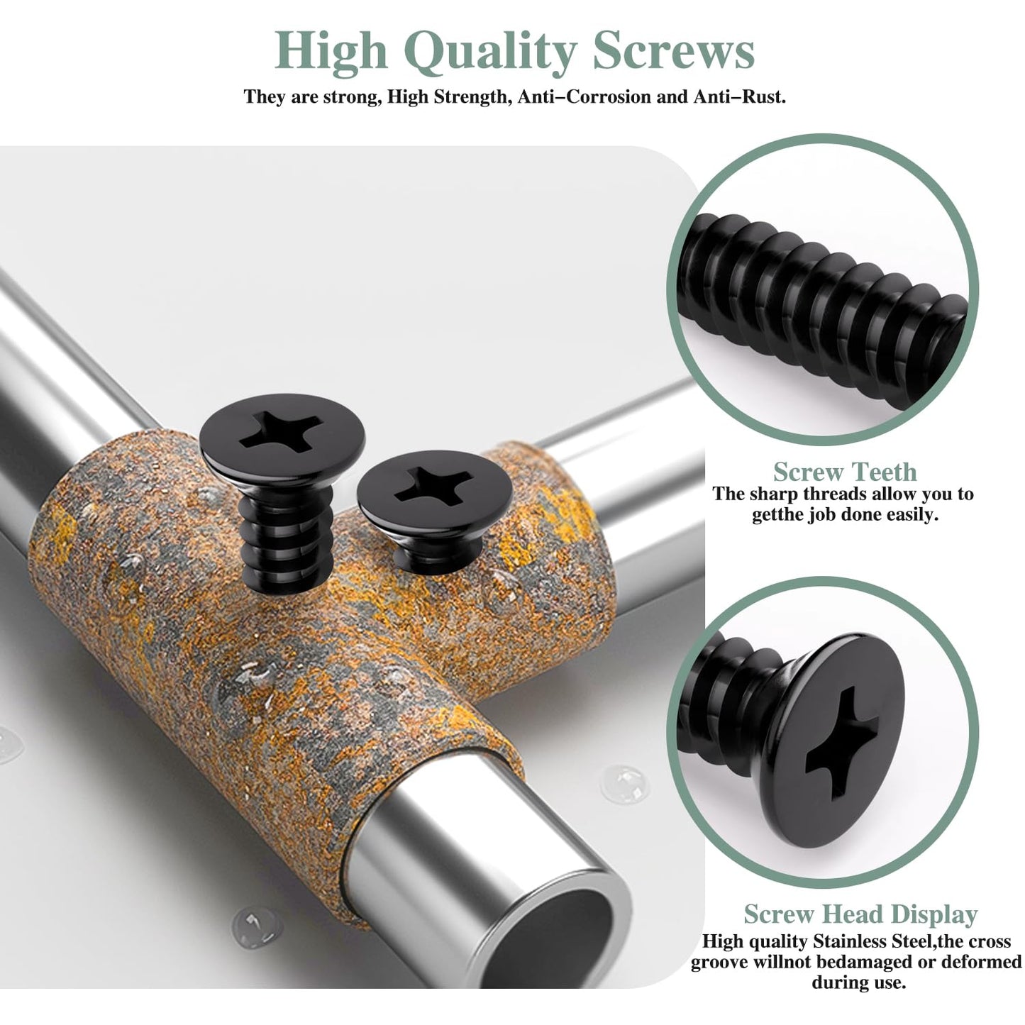 GOHODOMINO #4 x 1/2" Wood Screw 100Pcs, Stainless Steel 304 (18-8) Screws Flat Head Phillips Fast Self Tapping Drywall Screws Black Oxide