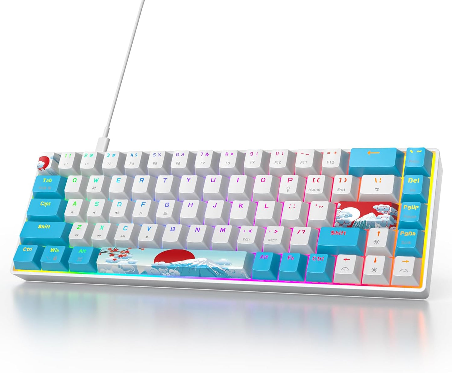 Owpkeenthy Full Size Green Mechanical Gaming Keyboard with Number Pad, Wired 100% Office NKRO Keyboard RGB Backlit 104 Keys with Red Switch for PC Gamer (104 Matcha)