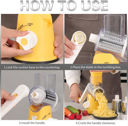Purilite Select Rotary Cheese Grater with 3 Stainless Steel Blades