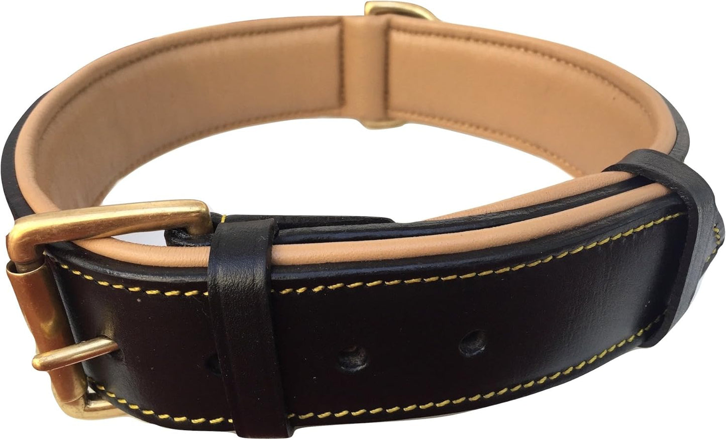 Soft Touch Collars Padded Leather Dog Collar, Large Brown - Genuine Real Leather, 24" Long x 1.5 Wide, Fits Neck Size 18" to 21" Inches