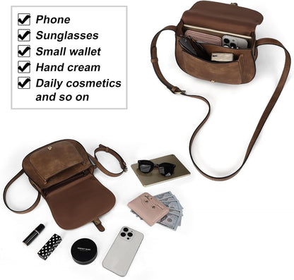 Crossbody Bags for Women Small Over the Shoulder Saddle Purses and Boho Cross body Handbags,Vegan Leather