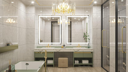 Keonjinn 40 x 24 Inch LED Mirror, Bathroom Mirror with Lights, LED Vanity Mirror, Wall Mounted Anti-Fog Dimmable Lighted Makeup Mirror for Bedroom, IP54 Waterproof (Horizontal/Vertical)