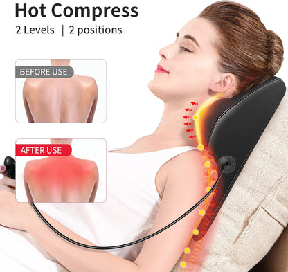 Boriwat Back Massager Neck Shoulder Massager with Heat, Shiatsu Massage Pillow for Pain Relief, Masseur for Neck, Back, Shoulder and Leg, Gifts for Men Women Mom Dad, Stress Relax at Home and Office